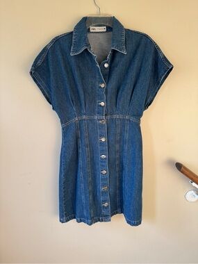 Zara denim tailored mini dress sz M